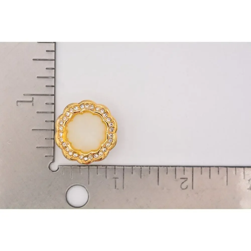 Christian Dior Vintage Clip On Earrings Frosted Glass Crystal Gold Signed BinAB